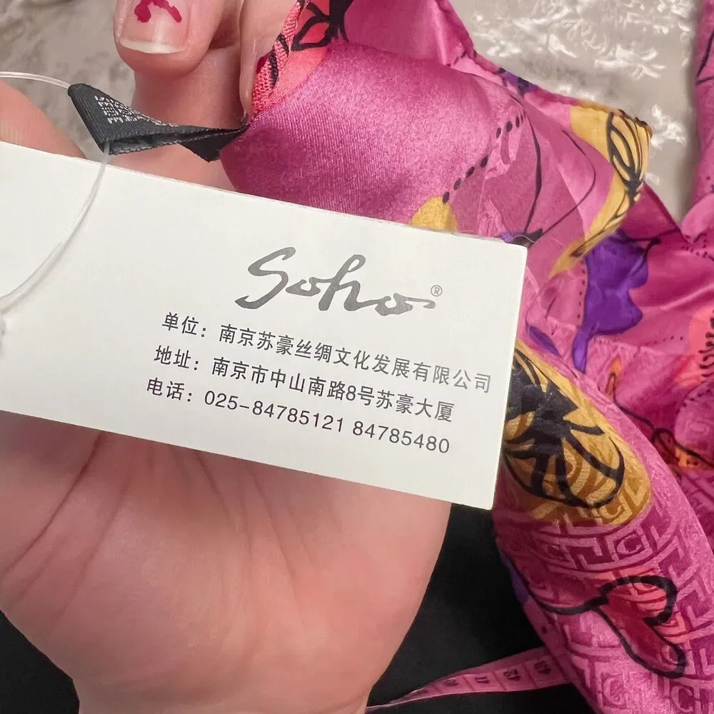 NWT Silk Scarf Soho Pink Orange Yellow Flowers 37